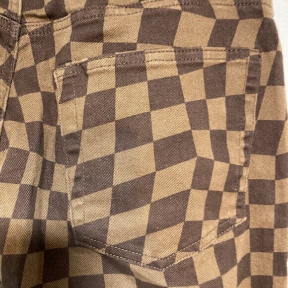 DIVIDED H&M Brown Checkerboard Women's High Waisted Jeans Size 10 - Picture 15 of 16